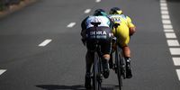 Riders of the Bora Hansgrohe team, Peter Sagan (R) of Slovakia and Marcus Burghardt (L) of Germany in action during the 3rd stage of the 105th edition of the Tour de France cycling race, a 35.5km team time trial, in Cholet, France, 09 July 2018.  EPA-EFE/YOAN VALAT