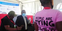 A TAC activist addresses the attendees at the World Aids Day event in Soweto. (Photo: Denvor De Wee / Spotlight)