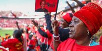 EFF supporters during the Tshela Thupa Rally at Peter Mokaba Stadium on May 25, 2024 in Polokwane, South Africa. The South African general elections will be held on 29 May 2024 to elect a new National Assembly as well as the provincial legislature in each of the nine provinces. (Photo by Gallo Images/Sharon Seretlo)