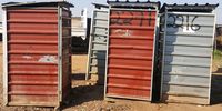 Zinc chemical toilets placed in an open field in Madelakufa informal settlement in Tembisa. (Photo: Tabelo Timse)