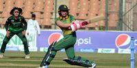 South Africa's Sune Luus plays a shot during the 1st ODI cricket match between Pakistan Women and South Africa Women, in Karachi, Pakistan, 08 September 2023.  EPA/REHAN KHAN