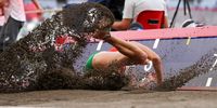 TOKYO, JAPAN - AUGUST 05: Xenia Krizsan of Hungary in the womens long jump of the heptathlon during the Athletics event on Day 13 of the Tokyo 2020 Olympic Games at the Olympic Stadium on August 05, 2021 Tokyo, Japan. (Photo by Roger Sedres/Gallo Images/Getty Images)