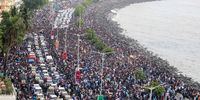 Huge crowd gather at marine drive ahead of Team India's victory parade in Mumbai, India, 04 July 2024. Indian cricket team won the T20 World Cup on 29 June 2024.  EPA-EFE/DIVYAKANT SOLANKI