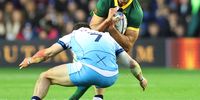 Eben Etzebeth of South Africa is tackled by Scotland’s Rory Darge in the  Autumn Nations Series 2024 match against Scotland at Murrayfield in Edinburgh on 10 November 2024. (Photo: Steve Haag Sports / Gallo Images)