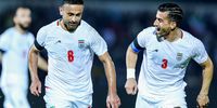 Ehsan Haji Safi and Omid Ebrahimi of Iran during the match. Iran and Burkina Faso faced each other in the International Friendly, the match took place at Kish Olympic Stadium (Photo: Hossein / Middle East Images via AFP)