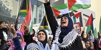 Activists shout slogans during a demonstration in solidarity with the Palestinian people outside the Consulate of South Africa, in Beirut, Lebanon, 19 January 2024. Hundreds of activists gathered outside the South African consulate in Beirut in a show of support to South Africa's genocide case against Israel at the International Court of Justice in The Hague last week. South Africa alleged that Israel was committing 'acts of genocide' against the Palestinians in the Gaza Strip, a charge Israel has denied. Thousands of Israelis and Palestinians have been killed since the militant group Hamas launched an unprecedented attack on Israel from the Gaza Strip on 07 October, and the Israeli strikes on the Palestinian enclave which followed it.  EPA-EFE/WAEL HAMZEH
