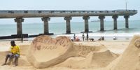 Siyabonga Duma from Durban constructing a sand castle on Port Elizabeth's Hobie Beach at Shark Rock Pier. (Photo: Supplied)
