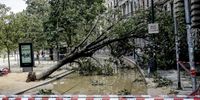 A view of the closed Castello Sforzesco after a severe storm toppled trees in Milan, Italy, 25 July 2023. A very violent thunderstorm, accompanied by continuous discharges of lightning and sudden gusts of wind, similar to downbursts, struck Milan and a good part of Brianza and northern Lombardy around 4 am. A phenomenon accompanied, in some areas, also by hailstorms.  EPA-EFE/MOURAD BALTI TOUATI