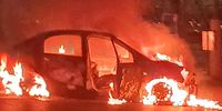 Violence at the Maponya Mall,  Soweto, where one ehailing driver was shot dead an his vehicle set alight this week. (Photo: .Tinashe Eugene Mushanguri / X) 