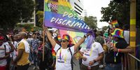 Members of the LGBTQI community attend the annual Gay Pride march in Johannesburg, South Africa, 29 October 2022. (Photo: EPA-EFE / KIM LUDBROOK)