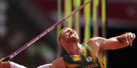 TOKYO, JAPAN - AUGUST 04: Rocco van Rooyen of Team South Africa competes in the Men's Javelin Throw Qualification on day twelve of the Tokyo 2020 Olympic Games at Olympic Stadium on August 04, 2021 in Tokyo, Japan. (Photo by Patrick Smith/Getty Images)