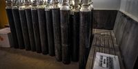 Sealed oxygen cylinders stand in a section of the uncompleted Laetitia Bam Day Hospital. <br>(Photo: Shiraaz Mohamed)