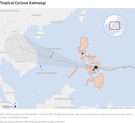Typhoon Kalmaegi kills at least 58 in the Philippines, heads toward Vietnam