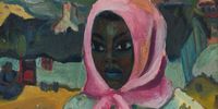 Maggie Laubser’s Portrait of a Woman with Head Scarf; Landscape with House and Boats in Background (estimate R200,000 – 300,000 / $12 085 – 18 128)