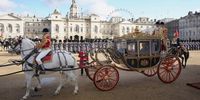 Britain's King Charles III and Camilla, the Queen Consort travel with the President of South Africa Cyril Ramaphosa in a carriage after a ceremonial welcome at Horse Guards Parade on 22 November 2022 in London, England. (Photo: Kirsty Wigglesworth - WPA Pool/Getty Images)