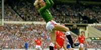 16 May 1985: Gary Bailey of Manchester United in action during the FA Cup Final match against Everton played at Wembley Stadium in London, England.  Manchester United won the match 1-0.  (Photo: Allsport UK / Allsport)