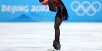 BEIJING, CHINA - FEBRUARY 17: Kamila Valieva of Team ROC reacts after skating during the Women Single Skating Free Skating on day thirteen of the Beijing 2022 Winter Olympic Games at Capital Indoor Stadium on February 17, 2022 in Beijing, China. (Photo by Catherine Ivill/Getty Images)