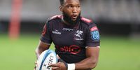Lukhanyo Am of the Cell C Sharks during the United Rugby Championship match between Cell C Sharks and Benetton Rugby at Hollywoodbets Kings Park on April 14, 2023 in Durban, South Africa. (Photo by Steve Haag Sports/Gallo Images)