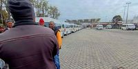 Taxi drivers from the Cape Amalgamated Taxi Association standing idle at the Somerset West taxi rank. <br>(Photo: Vincent Cruywagen)