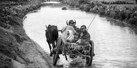 A family returning from the market in town, along a road 'flooded' by the recent exceptional rain. Maroalomainty, 2021. (Photo: Amnesty International / Pierrot Men)