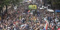 Crowds throng around the Springbok bus in Darling Street in CapeTown's CBD during the team's Rugby World Cup Trophy Tour on 3 November 2023. (Photo: Gallo Images/Brenton Geach)