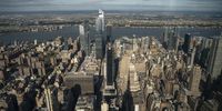 A view of the West Side of Manhattan and Hudson Yards development from inside the newly renovated 102nd floor observatory of the Empire State Building on October 10, 2019 in New York City. Opening to the public on October 12, the new 102nd floor observatory is 1250 feet above street level and features 360 degree views of New York City. (Photo by Drew Angerer/Getty Images)