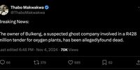 Journalist Thabo Makwakwa's recent post on X.