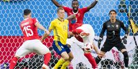 Switzerland's defender Johan Djourou, Switzerland's midfielder Valon Behrami, and Switzerland's goalkeeper Yann Sommer, fight for the ball during the FIFA World Cup 2018 round of 16 soccer match between Sweden and Switzerland in St.Petersburg, Russia, 03 July 2018. EPA-EFE/LAURENT GILLIERON