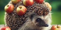 Hedgehog with apples.  (Image: Copilot AI)