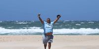 A happy beach-goer at Kings Beach, Port Elizabeth, enjoys his return to the ocean. (Photo: Supplied)