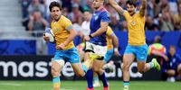 Santiago Arata of Uruguay  breaks to score his team’s fourth try during the Rugby World Cup France 2023 match against Namibia at Parc Olympique in Lyon on 27 September 2023. (Photo: Jan Kruger/Getty Images)