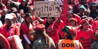 Women of the EFF march through the streets of Johannesburg to the Constitutional Court. Photo: Chanel Retief