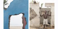 Seth Zormelo. The Sea Moves Us, the Sea Moves Fuvemeh. Fuvemeh, Ghana, a fishing village located between the Atlantic Ocean and the mouth of the Volta River, has disappeared. It cannot even be found on Google Maps, and now only exists in the memories of those who lived there. Coastal erosion and rising sea levels – a direct consequence of global warming – are contributing to the disappearance of coastal communities in West Africa. Fuvemeh is a clear example of this. Over the years, the inhabitants of this village, little by little, saw their lands, their houses and their livelihoods disappear. The defenses, barriers and breakwaters, built by cooperation projects, have also been swallowed up by the sea. Those inhabitants of Fuvemeh who are able to have fled to other villages, other houses, other countries. Some remain, only a few hundred metres from the shore, hoping the sea will not swallow their lives up again. Sometimes, at low tide, they return to what is left of their houses: walls; windows; a doorframe. Sometimes there is nothing. It’s an empty space, which the people fill with their memories. These photographs of the people and what remains of their house are taken in those moments. © Antonio Pérez, Spain, Finalist, Professional, Environment, 2021 Sony World Photography Awards
