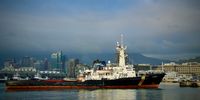 Last goodbye. Legendary tug Amandla (previously John Ross) now heading to the scrapyard. Photographer: Hugo Scott Attfield<br>
