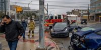 AUSTIN, TEXAS - FEBRUARY 01: First responders attend to a collison on February 01, 2023 in Austin, Texas. A winter storm is sweeping across portions of Texas, causing massive power outages and disruptions of highways and roads.  (Photo by Brandon Bell/Getty Images)