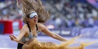 epa11573566 A handout photo made available by OIS/IOC shows Rosario Trinidad Coppola Molina of Argentina competes in the Women’s Long Jump - T11 finals of the Para Athletics competitions in the Paris 2024 Paralympic Games, in Paris, France, 30 August 2024.  EPA-EFE/Eva Morel for OIS/IOC HANDOUT  EDITORIAL USE ONLY/NO SALES