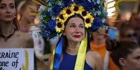 LONDON, ENGLAND - AUGUST 24: Demonstrator Krystyna Kopaczewska rallies in Whitehall as part of the Ukrainian Independence Day celebrations on August 24, 2022 in London, England. Today is Independence Day in Ukraine and also marks six months since the beginning of Russia's ongoing war in Ukraine. (Photo by Dan Kitwood/Getty Images) on August 24, 2022 in London, United Kingdom. (Photo by Dan Kitwood/Getty Images)