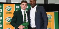 Enock Nkwe and David Teeger during the South Africa U19 men's cricket team capping ceremony at the High Performance Centre in Pretoria on 12 January 2024. (Photo: Lee Warren/Gallo Images)