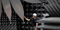 A worker inside an anechoic chamber at the Samsung Electronics Co.'s headquarters in Suwon, South Korea, on Tuesday, June 13, 2023. (Photo: SeongJoon Cho/Bloomberg via Getty Images)