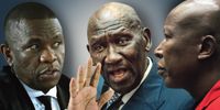 From left: Lieutenant General Nhlanhla Mkhwanazi, Bheki Cele and Julius Malema. (Photos: Lefty Shivambu; Brenton Geach / Gallo Images)