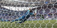 Goalkeeper Essam El-Hadary of Egypt saves the penalty of Fahad Al-Muwallad of Saudi Arabia during the FIFA World Cup 2018 group A preliminary round soccer match between Saudi Arabia and Egypt in Volgograd, Russia, 25 June 2018. EPA-EFE/SERGEI ILNITSK<br>(RESTRICTIONS APPLY: Editorial Use Only, not used in association with any commercial entity - Images must not be used in any form of alert service or push service of any kind including via mobile alert services, downloads to mobile devices or MMS messaging - Images must appear as still images and must not emulate match action video footage - No alteration is made to, and no text or image is superimposed over, any published image which: (a) intentionally obscures or removes a sponsor identification image; or (b) adds or overlays the commercial identification of any third party which is not officially associated with the FIFA World Cup)  EPA-EFE/SERGEI ILNITSKY   EDITORIAL USE ONLY