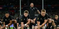 In this handout image provided by World Rugby, Aaron Smith of New Zealand leads the Haka prior to kick-off ahead of the Rugby World Cup France 2023 Quarter Final match between Ireland and New Zealand at Stade de France on October 14, 2023 in Paris, France. (Photo by World Rugby - Handout/Getty Images)
