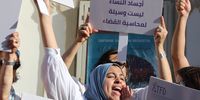 Tunisian women shout slogans during a demonstration organized by women's associations to defend freedom, dignity, equality between men and women, and social justice, in Tunis, Tunisia, 10 June 2022. They rallied for more women's rights to be included before Tunisians are called to vote in a referendum on a new constitution on 25 July 2022.  EPA-EFE/MOHAMED MESSARA
