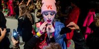A model is prepared for a catwalk show during the 13th edition of the Budapest Central European Fashion Week in the Museum of Fine Arts in Budapest, Hungary, 28 January 2024 (issued 29 January 2024).  EPA-EFE/ZOLTAN BALOGH HUNGARY OUT
