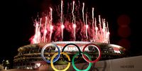 A general view outside the stadium as fireworks are let off during the Opening Ceremony of the Tokyo 2020 Olympic Games at Olympic Stadium on July 23, 2021 in Tokyo, Japan. (Photo by Lintao Zhang/Getty Images)
