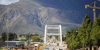 ASHTON, SOUTH AFRICA - AUGUST 30: The recently completed R130 million Ashton Arch Bridge on August 30, 2021 in Ashton, South Africa. The new arch bridge weighs a whopping 8,000 tons and is 113 metres in length, reaching an altitude of 22 metres and it has became South Africas first concrete tied arch bridge, six years in the making after construction kicked off in July 2015. (Photo by Gallo Images/ER Lombard)