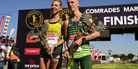 Comrades in arms: Women's winner Gerda Steyn and men's victor Piet Wiersma. (Photo: Darren Stewart/Gallo Images)