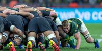 Pieter-Steph du Toit scrums against the All Blacks