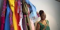 Nondumiso Mabunda a designer from Dobsonville with some of her creations from her design studio Dominion Creations. (Photo: Ihsaan Haffejee)