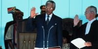 President Nelson Mandela at his inauguration in Pretoria on 10 May 1994. (Photo by Gallo Images / Sunday Times / David Sandison)
